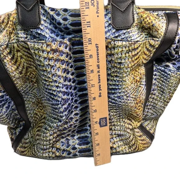 Aimee Kestenberg Snakeskin Print Nylon Tote Shoulder Bag Multipocket Zip Closure - Picture 13 of 13